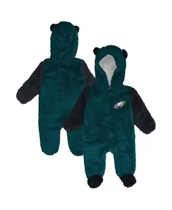 Спальный комбинезон Philadelphia Eagles Stay Naping из флиса с застежкой-молнией на всю длину для мальчиков и девочек, темно-зеленый Outerstuff