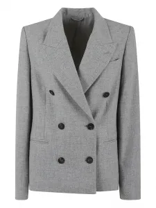 Двубортный шерстяной пиджак Brunello Cucinelli, серый
