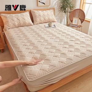 Yalu Простыня на резинке 100х200 см с утолщенной хлопковой подстежкой, комплект из 2 предметов, клетка, цвет светлый хаки