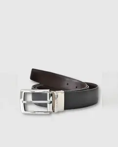 Двусторонний мужской кожаный ремень черно-коричневого цвета Сделано в Испании Olimpo