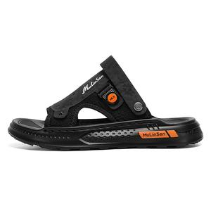 Повседневные пляжные сандалии для мужчин с противоскользящей платформой, дизайнерским принтом и удобной посадкой Mulinsen, черный