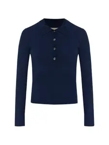 Рубашка-поло в рубчик с длинными рукавами Michael Michael Kors, синий