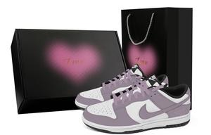 Nike Dunk Purple Mist Cute Bear, Heart Box устойчивые к истиранию низкие кроссовки для скейтбординга Unisex фиолетовый белый