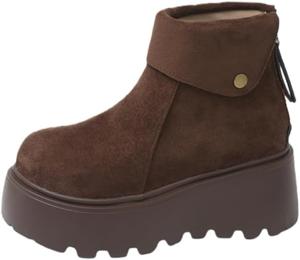 Женские зимние теплые ботинки с толстой подошвой для осени и зимы, подходят для снежных районов, противоскользящие и долговечные, для школы или поездок на работу. Fusecottc, Dark Brown