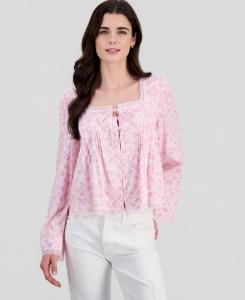 Детский топ с кружевной отделкой, цветочным принтом и складками Hippie Rose, Lt Pink Floral