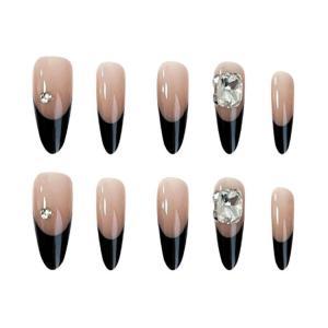 ORANOT Простой черный французский шик усовершенствованный броня для роскошного ношения с кристаллами длинный заостренный 24мм