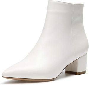 Женские ботинки Castamere с широким каблуком, заостренным носком, на молнии, высота каблука 5 см, White Pu
