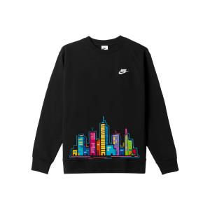 Nike Свитшот мужской черный с круглым вырезом, умеренно свободный, обычный крой