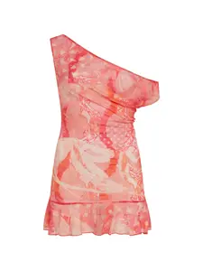 Кружевное мини-платье на одно плечо Donde Esteban, розовый