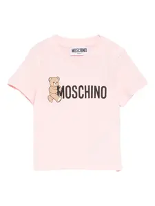 Футболка из хлопка с принтом Тедди Moschino Kids, розовый
