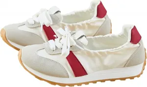 Балетки-кроссовки для женщин, летние повседневные, с нескользящей подошвой, плоские сандалии, легкие и удобные, с широким носком, на шнуровке, с круглым носком, модные элегантные балетные туфли KAJXZ, красный