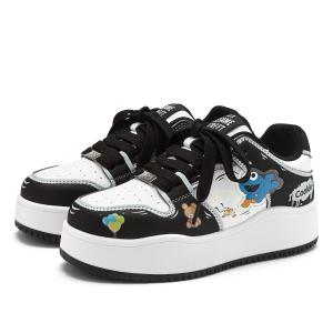 SESAME STREET Низкие платформенные скейтерские ботинки для увеличения роста унисекс классические черно-белые, цвет Classic Black White[Height-Increasing]