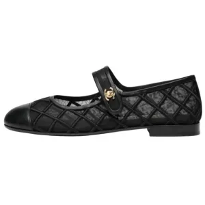 CHANEL Туфли Мэри Джейн на плоской подошве Coco Beach 25M, женские, черные