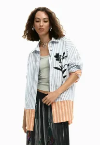 Длинная полосатая блузка на пуговицах Desigual, White