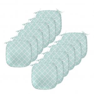 ABAKUHAUS Водяная подушка для стульев для столовой, диагональные параллельные линии, декоративная водонепроницаемая подушка с ремнями для кухонных сидений, 40 см x 40 см — упаковка из 12 шт., мятно-зеленый белый, синий