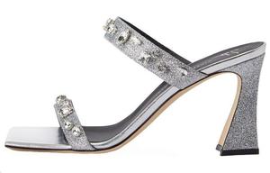 Сандалии женские Flaminia 85 мм, украшенные кристаллами Giuseppe Zanotti, Silver