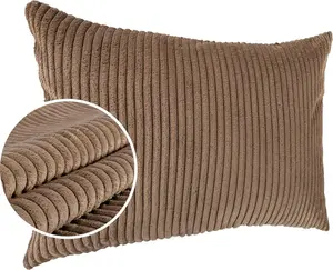 Декоративная подушка 30х50 см, чехол без наполнителя, чехол на молнии, однотонный вельветовый бархат коричневого цвета