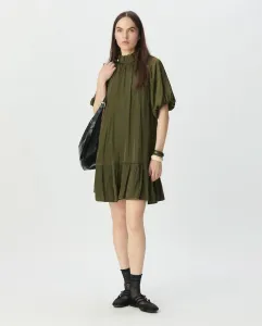 Платье свободного кроя с пышными рукавами IKKS, хаки