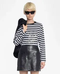 Женская хлопковая футболка с длинными рукавами Edwini Zadig & Voltaire, белый/черный