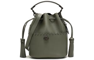 Сумка-ведро Lora Leather с кулиской и кисточкой, женская зеленая COACH