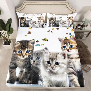 Erosebridal Комплект постельного белья с милыми котиками и разноцветными бабочками для детей и взрослых, Multi 20