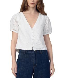 Блуза с коротким рукавом и ажурной вышивкой Halle Joe's Jeans, белый