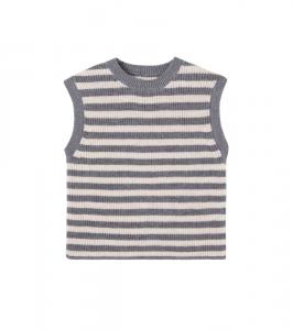 Вязаный жилет из шерсти в рубиновую полоску Wheat, Grey Stripe