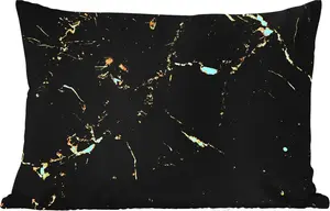 Подушка для улицы - Мрамор - Лайм - Черный - Золотой - 50x30 см - Устойчива к атмосферным воздействиям - Подушка для отдыха - Подушка для дивана - Украшение для гостиной MuchoWow