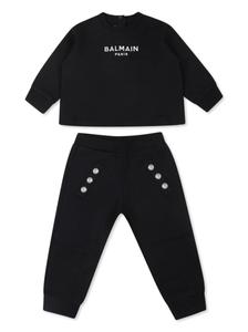 Спортивный костюм с вышитым логотипом Balmain Kids, черный