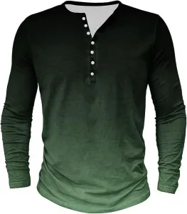 Мужская футболка Henley Slim Fit с длинным рукавом QUNPIU
