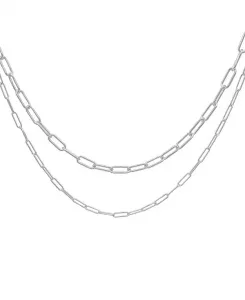 Набор цепочек из серебряных скрепок 3 мм и 4 мм Adornia, silver