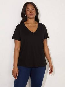 Хлопчатобумажная футболка с v-образнымвырезом Live Unlimited, черный