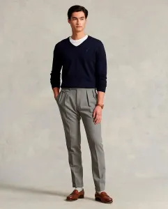 Мужской хлопковый свитер с V-образным вырезом Polo Ralph Lauren, темно-синий