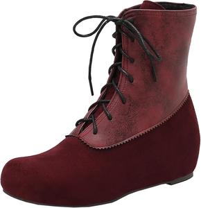 Элегантные женские ботильоны на танкетке, с круглым носком и низким каблуком, короткие ботинки, идеально подходящие для повседневной носки XIEPP, Burgundy