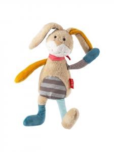 Мягкая игрушка-кролик в стиле пэчворк, модель Sweety, бежево-голубого цвета