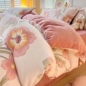 Disney Пододеяльник 180х220 см, зимний утепленный молочный вельвет, двойная теплота