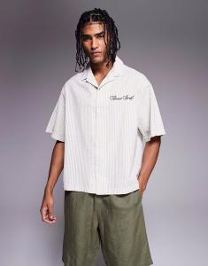 Рубашка свободного кроя ASOS DESIGN из полосатого сирсакера цвета шалфея