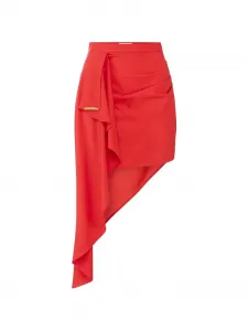 Крутая асимметричная юбка с драпировкой Elisabetta Franchi, красный