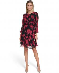 Женское платье с принтом Calvin Klein, Black/Red Multi