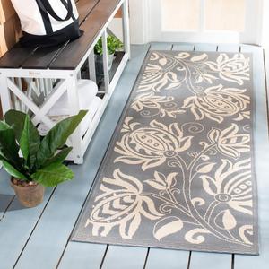 Ковер SAFAVIEH, 69 x 201 см, Washable Outdoor Courtyard Collection - Runner, Grey & Natural, не линяет и легко чистится, идеально для патио, прихожей, гардеробной, коридора, кухни (CY2961-3606)