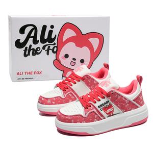 Кеды, скейтборд обувь женская низкая розово-красный Ali The Fox