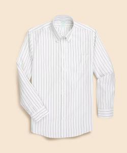 Рубашка из эластичного хлопка, королевский оксфордский крой, с чередующимися полосами.