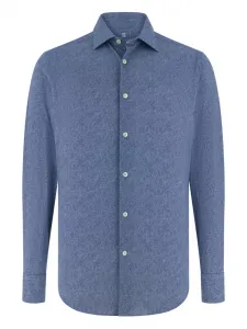 Рубашка облегающего кроя из стрейч-материала Boggi Milano, синий
