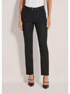 MADELEINE Фланелевые брюки зауженного кроя, черно-серые