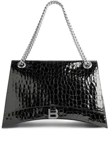 Сумка на плечо Crush с тиснением под кожу крокодила BALENCIAGA, черный