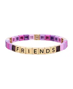 Женский эластичный браслет-подруга с фиолетовыми кристаллами и эмалью Unwritten, purple