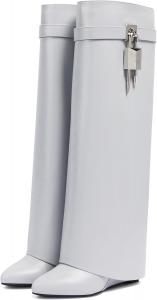 Женские высокие сапоги Arqa выше колена с отворотом, на скрытой танкетке, сапоги-акулы, сапоги без застежки с широкой голенью, модные вечерние ботильоны с округлым носком