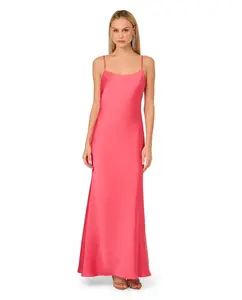 Длинное платье-белье на бретелях Adrianna Papell, розовый