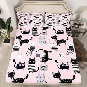 Erosebridal Комплект постельного белья Kawaii Cat с котиками в розовом цвете, Cute Cat 22