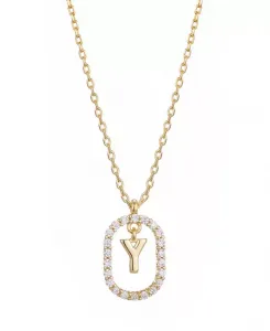Ожерелье с плавающей буквой из позолоченного кубического циркония Adornia, gold-y